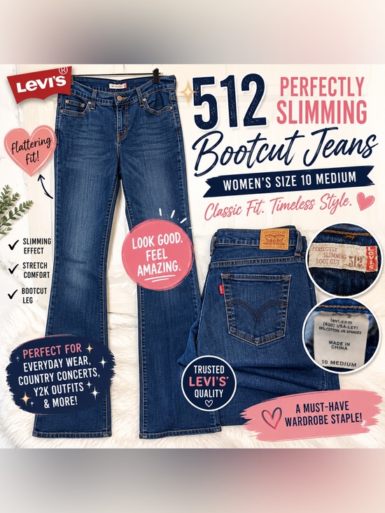 Levi's Denim - Levi’s 512 Perfectly Slimming Bootcut Jeans Women’s Size 10 Medium Wash Stretch